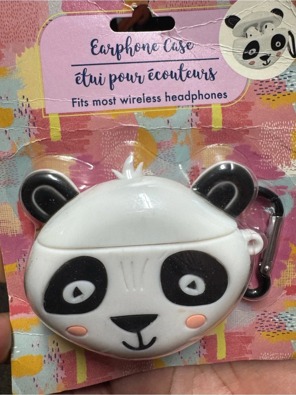 Panda Earphone Case - White and Black Protective Carrying Pouch - Picture 1 of 3